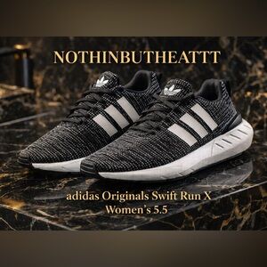 adidas Originals Swift Run X Black White Knit Sneakers Women’s 5.5 GW8176